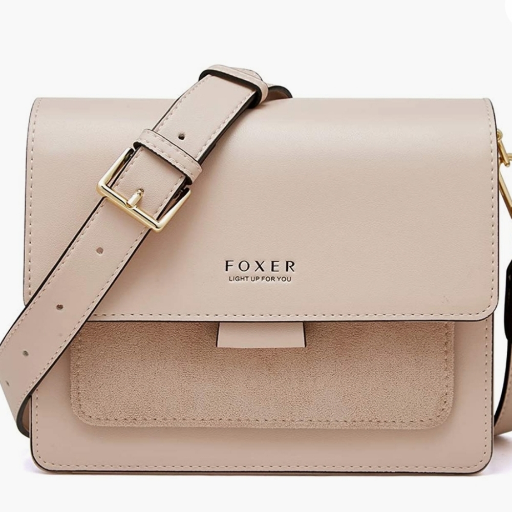 Foxer tan leather & suede shoulder bag